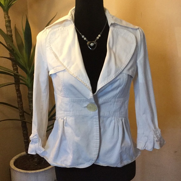 Maternity White denim jacket By Hontto - Picture 1 of 10
